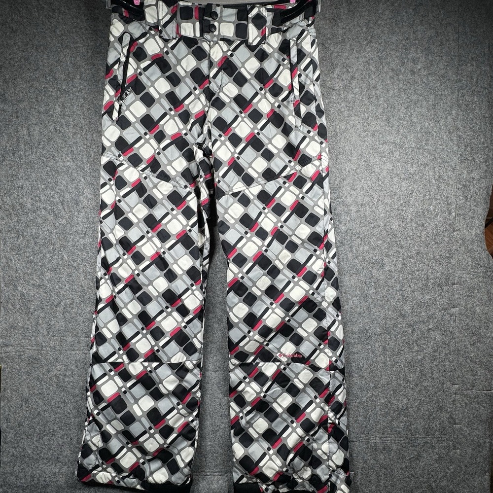 Columbia Omni‑Tech Snow Pants Girls 18/20 Pink Pattern Ski Snowboard Waterproof‎
